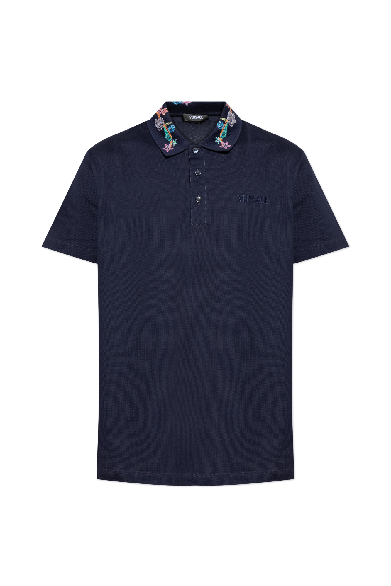 Tシャツ・カットソー VERSACE PIQUET POLO SHIRT WITH EMBROIDERY Versace Piquet Cotton Polo Shirt | Saks Fifth Avenue